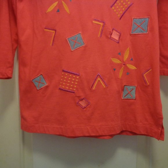 VINTAGE SEGRETS SUN PRINTS TEE SHIRT TUNIC DRESS W GEO EMBLEMS S - Picture 5 of 5